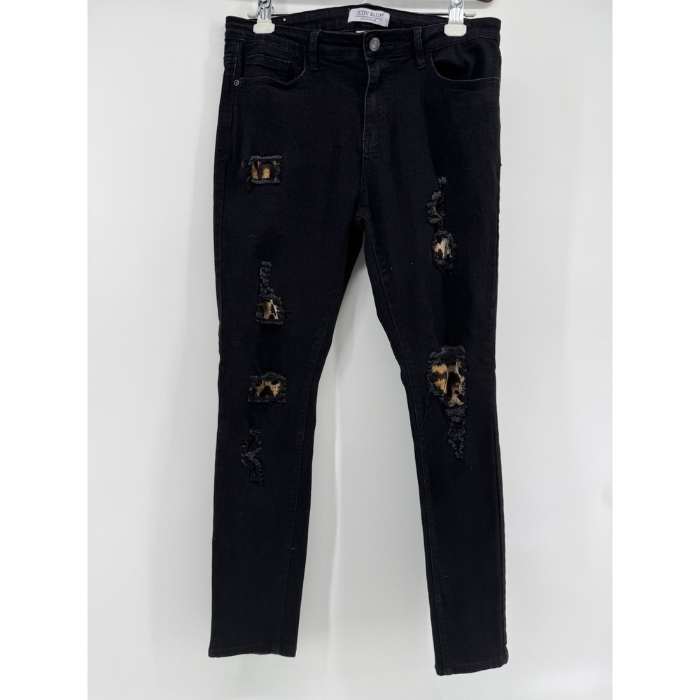 Judy Blue Jeans Womens 15/32‎ Black Skinny Leopard Distressed JB-8550